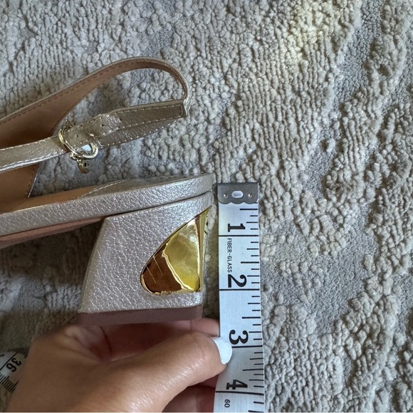 J. Renee SHAYANNE pumps block heels taupe pearl patent leather pointy toe 12 W - Picture 13 of 15